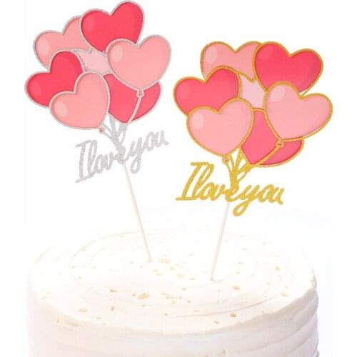 Valentines Day Trends Golden Silver Love Balloon Cake Topper Wedding Party Decorations Dessert Cute Gift