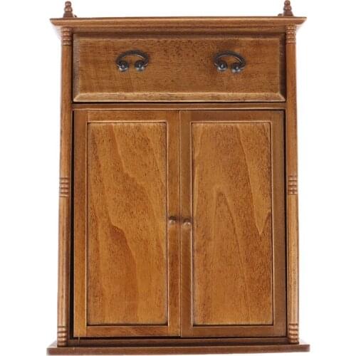 1:12 Vintage Wooden Wardrobe Model Furniture Toys Accessories Dolls House Miniature