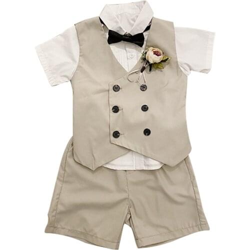 Boys Double Breasted Vest+Shorts 2PCS Clothing Set Kindergarten Graduation Suit Kid Birthday Party Dress Children Chorus Costume