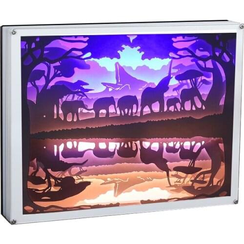 Home Wall Decor Night Light Shadow Box 3D Gift Paper Lamp Wall Art Display Snap Frame With Led Light