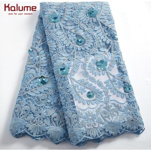 Kalume African Nigerian Lace Fabric 5 Yards Diy Brocade Tissue Designer High Quality French Lace Fabric For Wedding Dress H2444