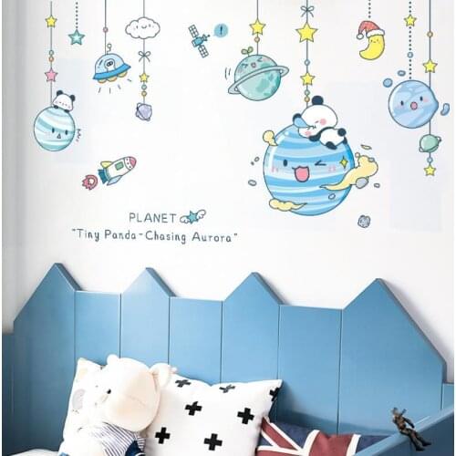 Creative Cartoon Moon Star Wall Stickers for Kids Room Wall Decoration Mural Boy Baby Bedroom Self Adhesive Vinyl Wallpaper