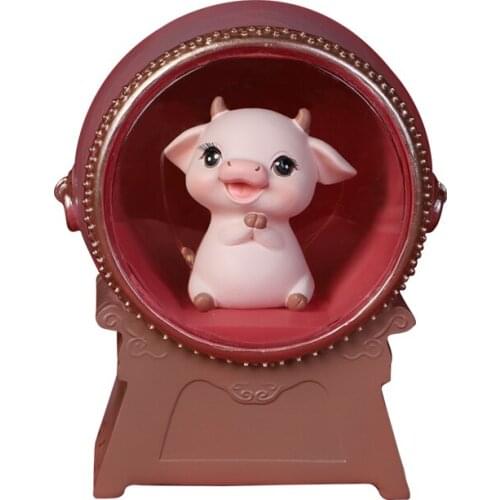Ruirui Cattle Doll Cartoon Animal Creative Gifts Luminous Resin Crafts Surprise Gift Hand DIY Toy Fashion Home Decorations