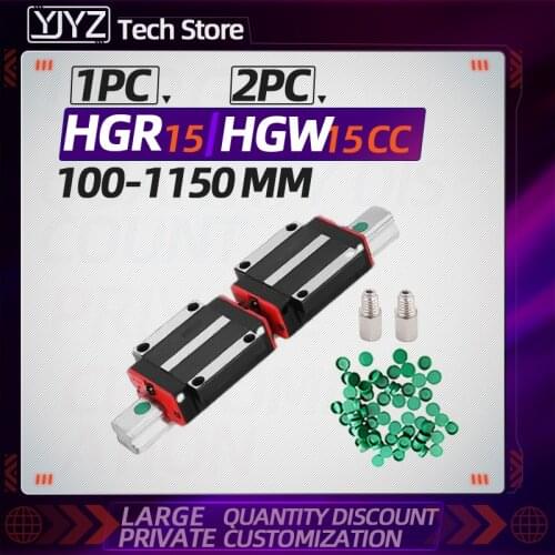Free shipping 1pc HGR15+2pcs HGW15CC Square Linear Guide Rail for HIWIN Slide Block Carriages CNC Router Engraving
