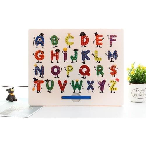 Magnetic Tablet Puzzle Drawing Board Pad Toy Bead Magnet Stylus Pen Alphabet Numbers Figures Writing Board Educational Kid Toy