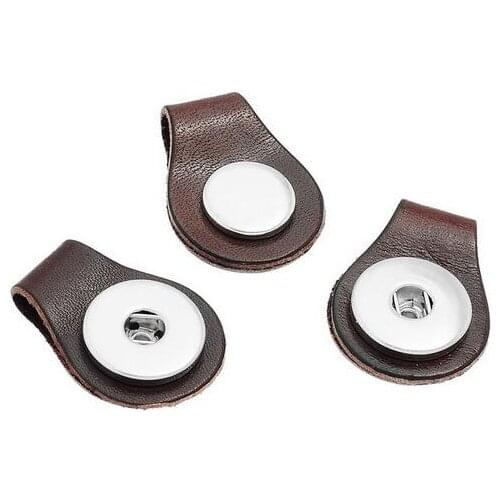 Fashion Black&Brown leather snap pendant Slide for necklace fit 18MM snap buttons Fashion jewelry DIY accessories XL0107