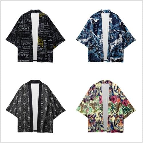 Mens Summer Japanese Shirt Creative Element Robe Chinese Style Cardigan Coat 3d Printing Streetwear Kimono Shirts Plus Size 5XL