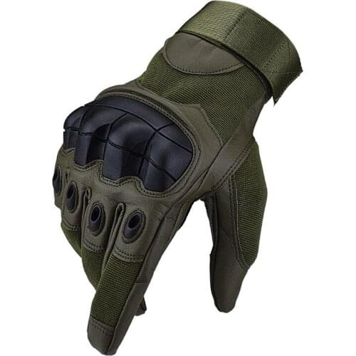 Mens Touch Screen Tactical Rubber Hard Knuckle Full Finger Gloves Military Paintball Airsoft Bicycle Combat PU Leather Gloves