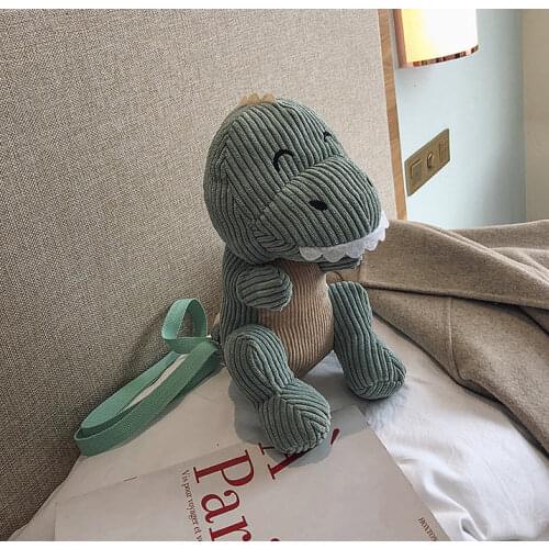30cm Soft baby dinosaur shoulders bag Plush toys Stuffed cartoon dinosaur bag Lovely Sling bag for girls