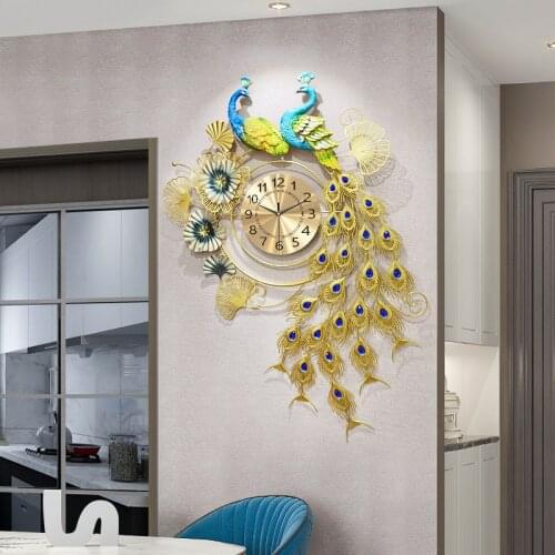 Peacock Wall Clock Living Room Clock Creative Fashion Personality Modern Art Decoration Clock Mute Wall Watch Quartz Clock