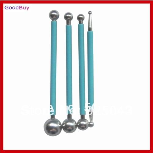 New 4pcs/set Baking Diy Fondant Flower Modelling Carving Tool Cake Decorating Tool Ball Shape Decorator