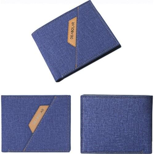 New wallet men wallet mens canvas pattern youth horizontal wallet thin wallet casual pu wallet
