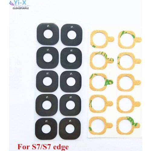 Wholesale 50PCS/Lot Glass Material Camera Lens with Sticker for Samsung Galaxy S7 G930 & S7 edge G935 Back Camera Glass Lens
