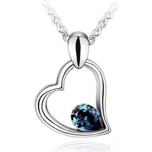 Heart Necklace Hot Sell silver Plated Elegant Jewelry Austrian Crystal Pendants Women Jewerly