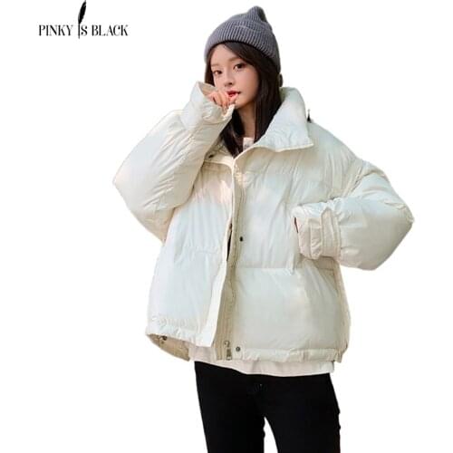 PinkyIsBlack Women Winter Jacket Parkas 2021 New Fashion Youth Stand Collar Women Coat Casual Street Warm Autumn Winter Clothing