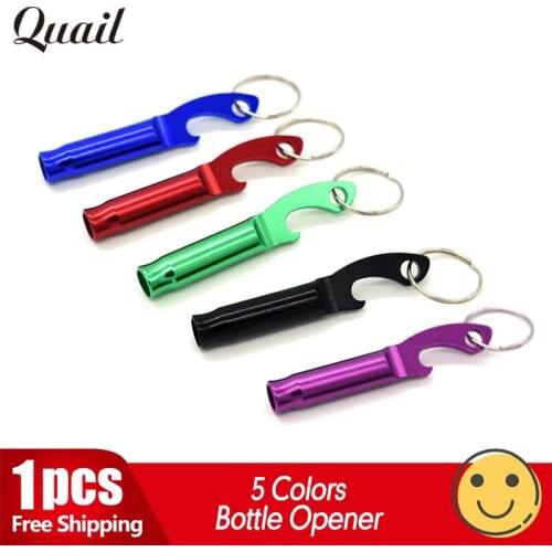 Quail 1Pcs Multifunctional whistle key chain pendant aluminum alloy bottle opener whistle bottle opener lifesaving whistle refer