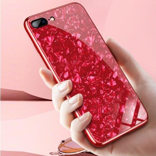 Luxury Tempered Glass Case for iPhone 8 Hard Back Shell Soft TPU Bumper Phone Case for iPhone 8 Plus Cover for iPhone 7 Plus Bag
