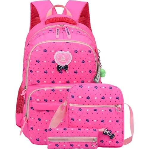 3Pcs/set Crown Printing School Bags for Teenage Girls Pattern Fresh princess schoolbag Female Backpacks mochila escolar Sac
