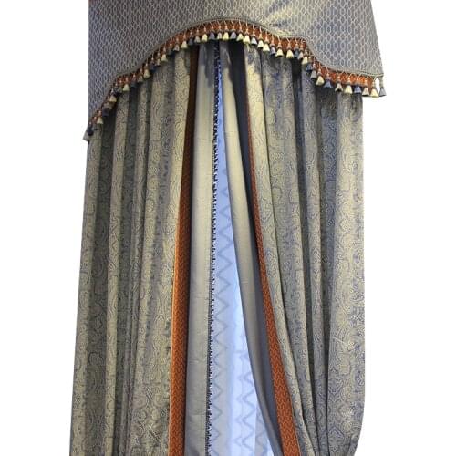Custom Made Blue Natural Cotton Linen Curtains American Country Style Jointed Curtains Living Room Eco-Friendly Curtains