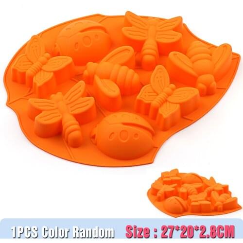 1Pcs 8 Holes Butterfly Bee Beetle Shape Silicone Cake Molds Silicone Jelly Pudding Chocolate Mold Handmade Soap Mould