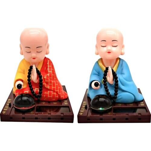 Solar Little Monk Creative Car Decoration Toys Chinese Style Little Novice Monk Shaking His Head Toy Creative Children Gift New
