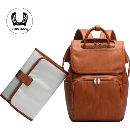 UmaUbaby Large Capacity PU Leather Baby Diaper Bags Mummy Maternity Nappy Bag Travel Backpack Nursing Bag For Mom Baby Care Bag