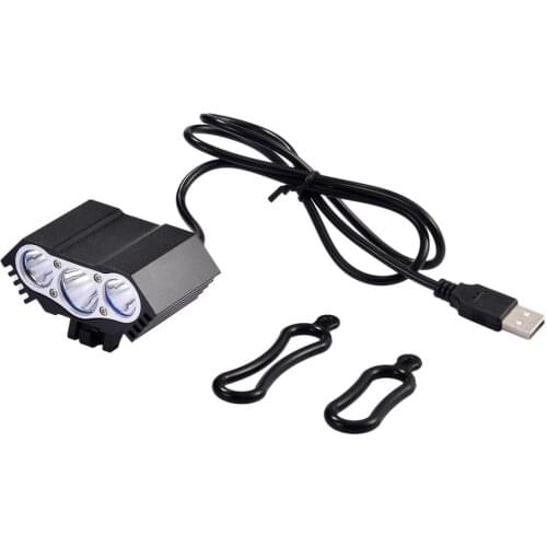 High Hardness Aviation Aluminum Alloy Bicycle Three-lamp Headlight Built-in Battery USB Rechargeable Bicycle Accessories