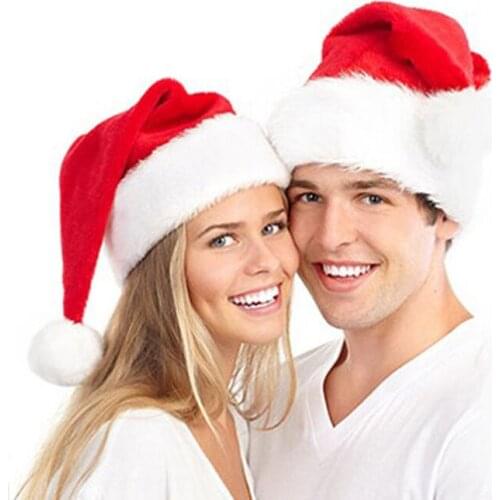 High Quality Plush Christmas Hat Woman Winter Hat Holiday Party Caps Cotton Cap Christmas Gift