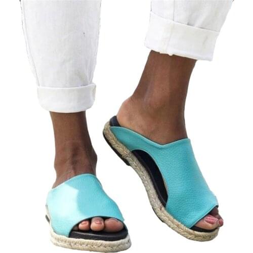 2021 Spring Summer Women Sandals Female Flat Shoes Woman Slip On Platform Espadrille Roman Slipper Sandal Plus Sandalias Mujer