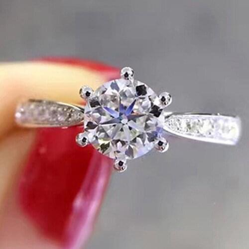 Women Engagement Color Rings Round Simulated Diamond Ring Wedding Gift