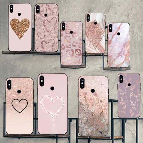Gold Rose Glitter Love pattern Phone Case For Xiaomi Redmi note 7 8 9 t k30 max3 9 s 10 pro lite Luxury brand shell funda coque