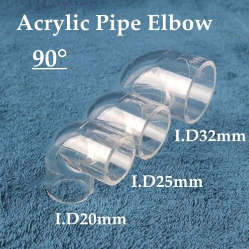 1pc I.D 20~32mm 90° Acrylic Elbow Connector Transparent Pipe Fittings Aquarium Water Pipe Connectors Clear Plexiglass Tube