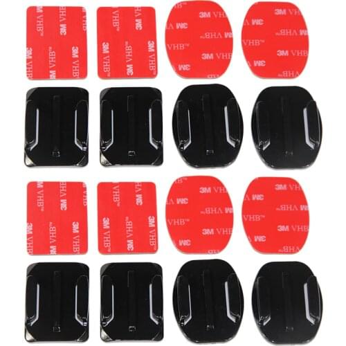 16pcs/Lot Flat Curved Base Mount 3M VHB Adhesive Stickers For GoPro Hero 8 7 6 5 4 Xiaomi yi 4K SJCAM SJ4000 EKEN Accessory Set