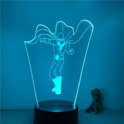3D Nightlight Anime One Punch Man Saitama Action Figure 7 Colors Touch Optical Illusion Table Lamp Gift Decor Model