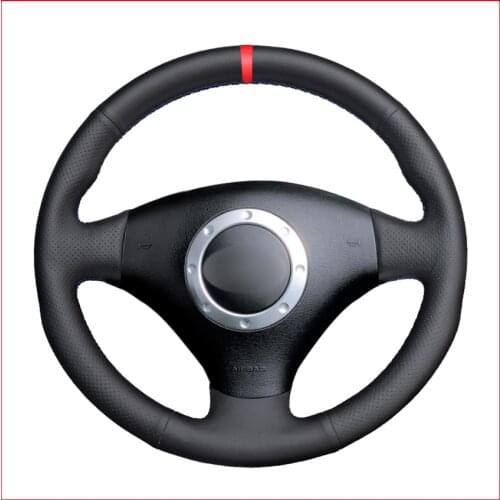 Red Marker Artificial Leather Steering Wheel Cover for Audi A2 8Z A3 8L Sportback A4 B6 Avant A6 C5 A8 D2 TT 8N S3 S4 RS 4 RS
