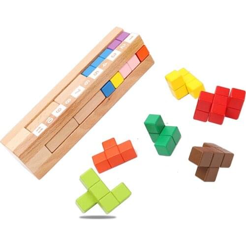 Kids 3D Wooden Puzzles Montessori Educational Toys Jenga Building Blocks Game Sets Toddler Children Brain Training Teaching Aids