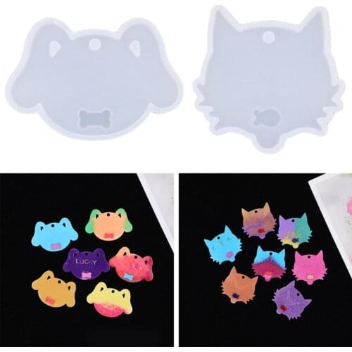 Crystal Epoxy Resin Mold DIY Cat/Dog Tag Plate Pendant Casting Silicone Mould