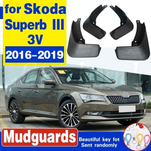 Set Molded Car Mud Flaps For Skoda Superb III 3V 2016-2018 Mudflaps Splash Guards Mud Flap Mudguards Fender Front Rear Styling