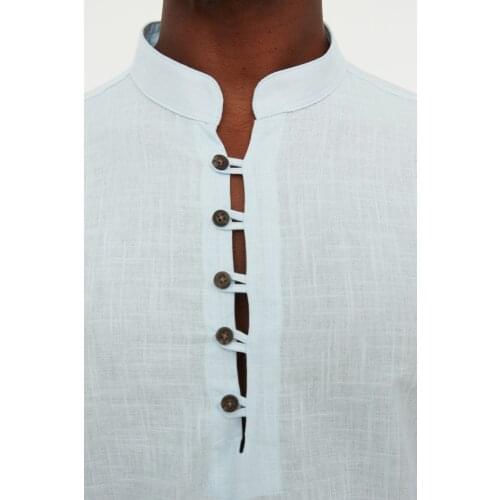 Trendyol Male Half Patlı Button Crew Neck Shirt TMNSS20GO0097