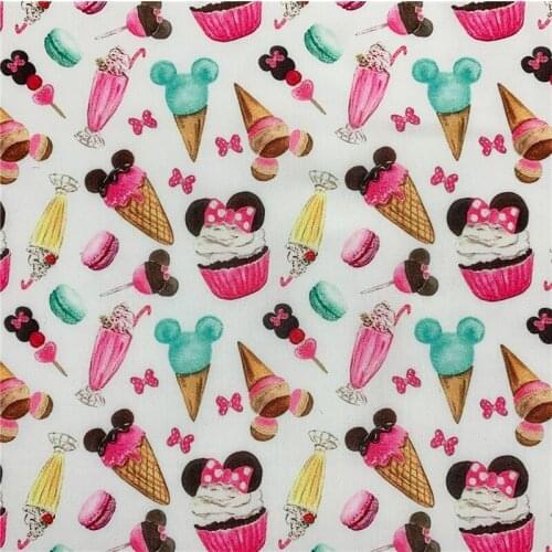 Girl dessert ice cream cake Polyester cotton Fabric for baby Clothes Hometextile Slipcover Cushion Cover DIY mask Material