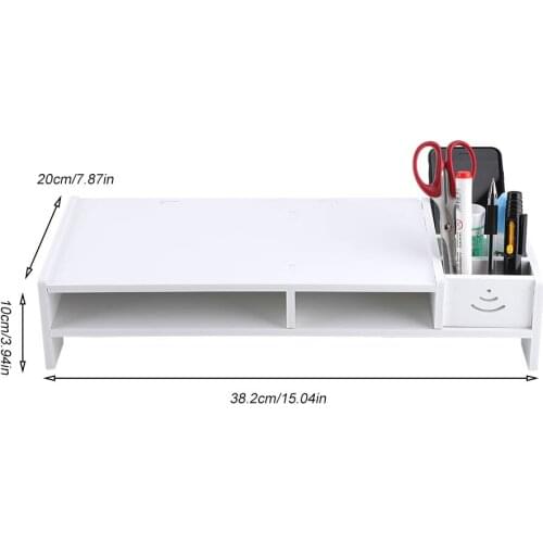 Computer Monitor Riser Laptop PC Stand Home Office Desktop Desk Table Storage Organizer White Shelf