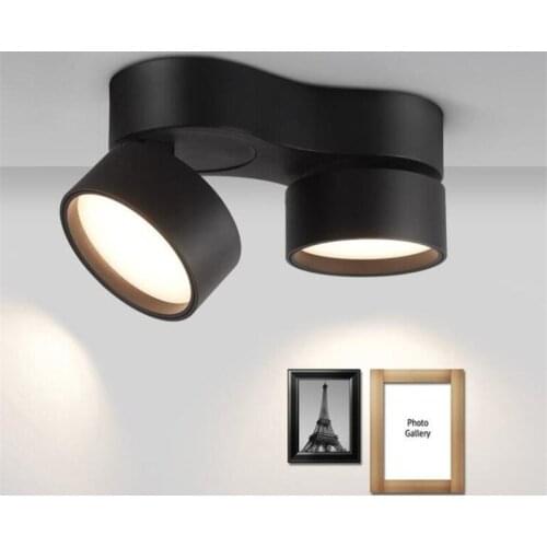 30W Dimmable COB Surface Mounted Round Downlight Double Head Angle Adjustable Lamp Spot Light Corridor Aisle Porch LED Light