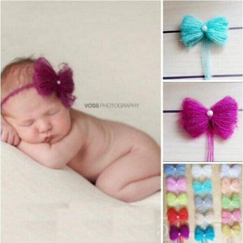 Crochet Mohair Headband Baby Girl Hair Decoration Newborn Photography Props