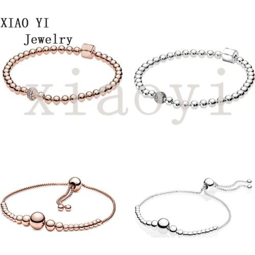 XIAOYI 2020 New S925 A pair of two - color beaded square - tipped bracelets are suitable party package mail fashion female