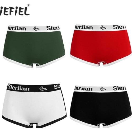 Solid Gym Sports Knickers Women Cotton Briefs Panties Mid Waist Stretchy Wide Elastic Waistband Lingerie Briefs Female Underwear