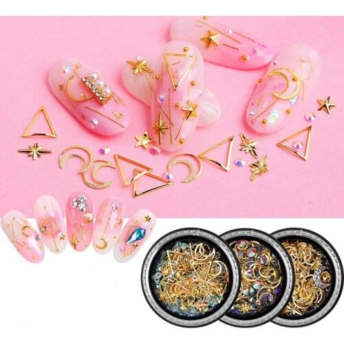 1Box Nail Rhinestones Gems New Charming Mix Nail Art Decoration Rose Jewelry Gel Glitter DIY Decors Tips Decoration T0358