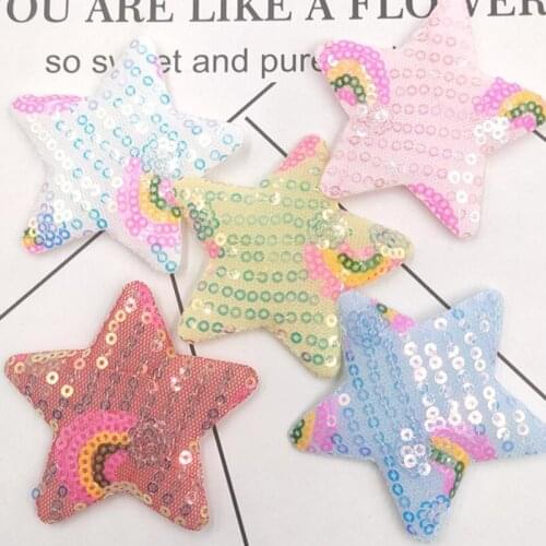 10Pcs/lot New Rainbow Colorful Sequins Star Patches DIY Cotton-filled Childrens Hair Star Accessories DIY Handmade Decorations