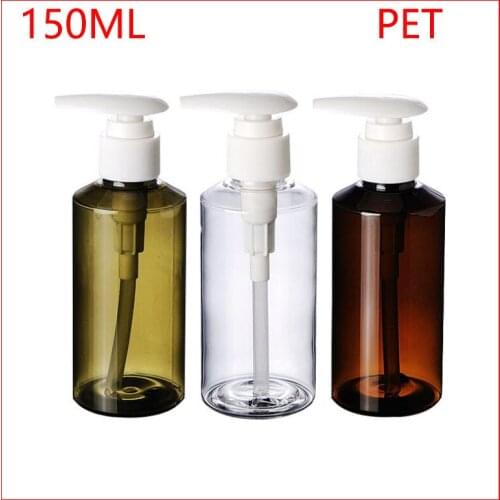 150ML Green/Clean/Brown PET plastic bottle w white lotion pump empty makeup water cosmetic container Refillable Bottles