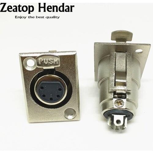 2Pcs XLR 5 Pin Female Microphone Connectors XLR 5P Socket Plug Panel Mount Nickel Plated Adapter