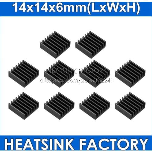 20pcs 14x14x6mm Cooling Accessories Silver/Black DIY Heatsink CPU GPU IC Memory Chip Aluminum Heat Sink Cooler Radiator